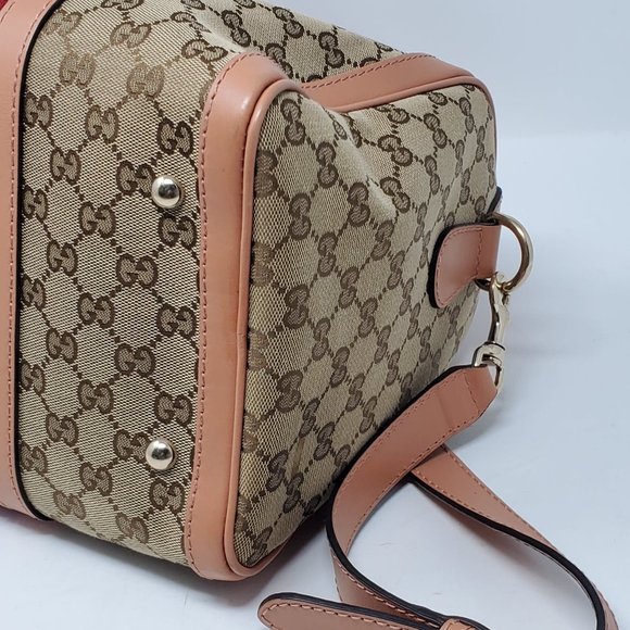 100% Auth Gucci Vintage Boston Canvas Satchel Bag - Picture 12 of 16